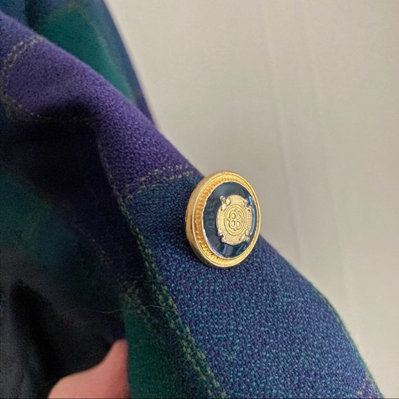 ☀️VINTAGE En Avance tartan checkered double breasted blazer jacket - Picture 6 of 8